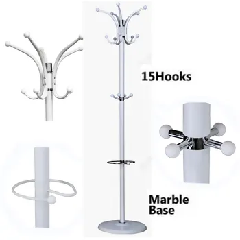 Metal Coat Rack With Marble Base-White 
