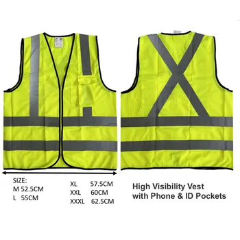 Size M 100% polyester safety vest with zipper 