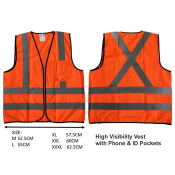 Size XL 100% polyester safety vest with Zipper 