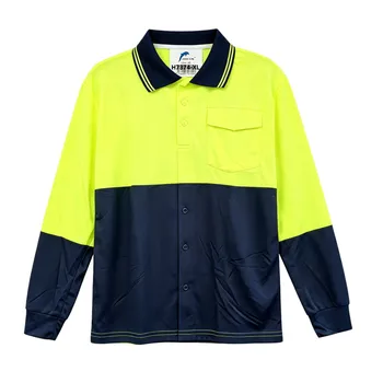 Hi Vis Long Sleeve Working Polo Yellow -XL