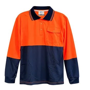 Hi Vis Long Sleeve Working Polo Orange -XXL