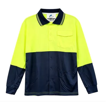 Hi Vis Long Sleeve Working Polo Yellow -XXL