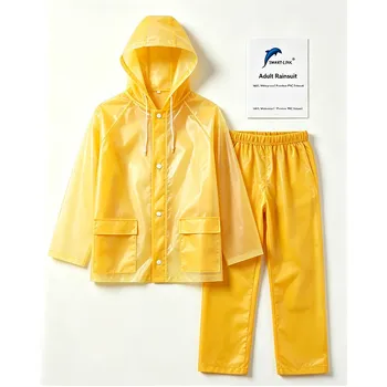 Adult Rainsuit-Heavy Duty PVC(Yellow&Clear)