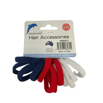 12pc Elastic Hair Ties-Tri Colour