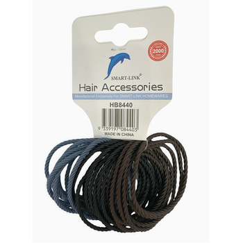 24pc Elastic Hair Ties-Tri Colour