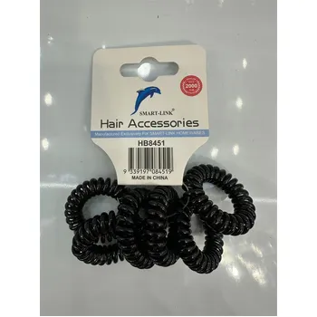 6pc Spiral Hair Ties-Black