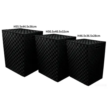 3pc Woven Laundry Basket Set-Black