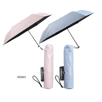 Wind-Proof Folding Umbrella 19.5" Manual Open -PU Coating Plastic Handle(Pink&Blue)