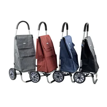Aluminium Large Shopping Trolley With Plain Colour Fabric Bag 99.5x43x25cm