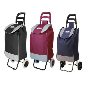 Shopping Trolley With Mixed Plain Colour Fabric Bag 93x34x20cm