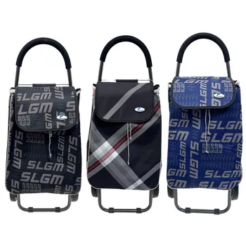 Large Shopping Trolley With Assorted Design Fabric Bag 98x43x20cm