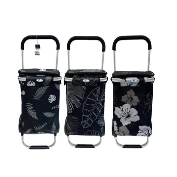 Aluminium Large Shopping Trolley With Assorted Design Fabric Bag 99x43x25cm  
