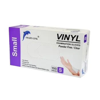 100pk Disposable Clear Vinyl Gloves-Small (Powder Free) 24x8.5cm