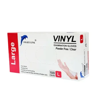 100pk Disposable Clear Vinyl Gloves-Large (Powder Free) 24x10.5cm