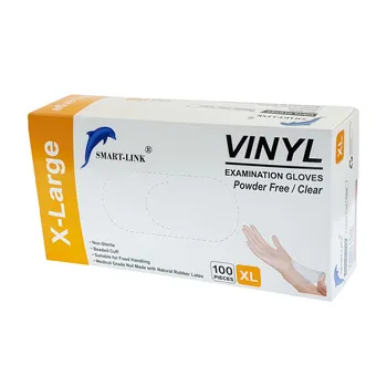 100pk Disposable Clear Vinyl Gloves-XLarge (Powder Free) 24x11.5cm