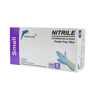 100pk Disposable Blue Nitrile Gloves-Small (Powder Free) 25x8.5cm