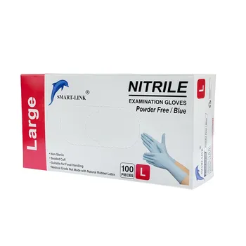 100pk Disposable Blue Nitrile Gloves-Large (Powder Free) 25x10.5cm