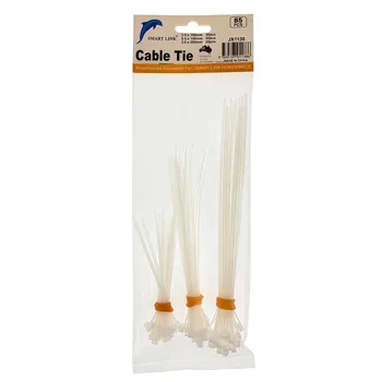 85pcs White Cable Tie Assorted Size:  2.5x100mm  30pcs, 2.5x150mm  30pcs, 3.6x200mm  25pcs