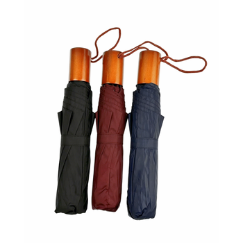21" Folding Umbrella Manual Open Wooden Handle Umbrella