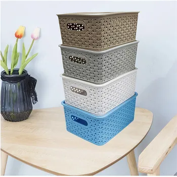 Plastic Storage Basket With Lid 26.5x19x13cm