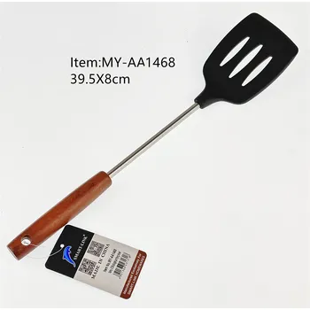 Silicone Slotted Spatula With Wooden Handle