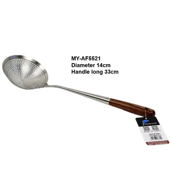 #304 Stainless Steel Wide Rim Strainer With Wooden Handle Dia14x43.5cm 