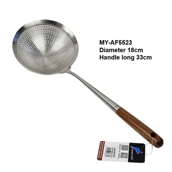 #304 Stainless Steel Wide Rim Strainer With Wooden Handle Dia18x48.5cm 