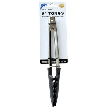 9" Nylon Tip Stainless Steel Utensil Tongs