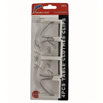 4pc Tablecloth Clips White