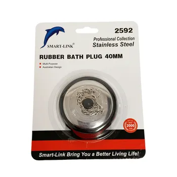 Rubber Sink Plug With Stainless Steel Handle Dia40mm 