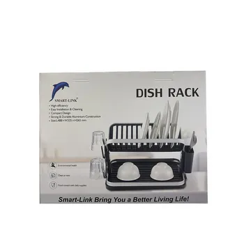 Foldable Aluminium Dish Rack With Plastic Tray 48.8x33.5x26.5cm