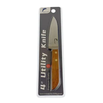 4" Stainless Steel Utility Knife-Wooden Handle 20.4x2.6x0.9cm
