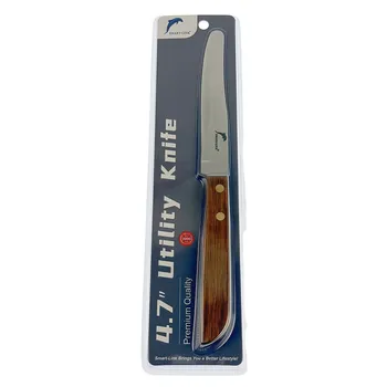 4.7" Stainless Steel Utility Knife-Wooden Handle 23.4x2.0x1.0cm