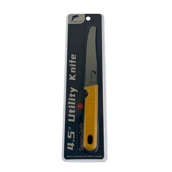 4.5" Stainless Steel Utility Knife-Yellow Plastic Handle 21.5x2.2x1.2cm