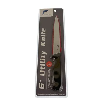 6" Stainless Steel Paring Knife With Cover-Black Plastic Handle 25.6x2.9x1.2cm