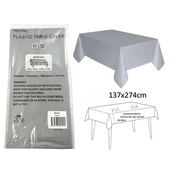 54'x108' Plastic Table Cover-Silver 