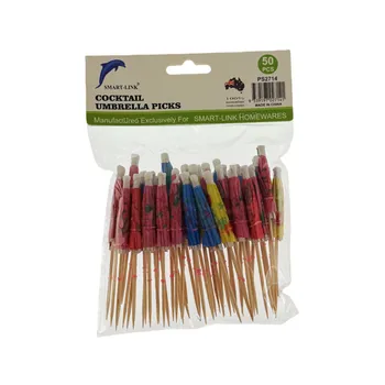 50pc Cocktail Umbrella Bamboo Picks 10cm