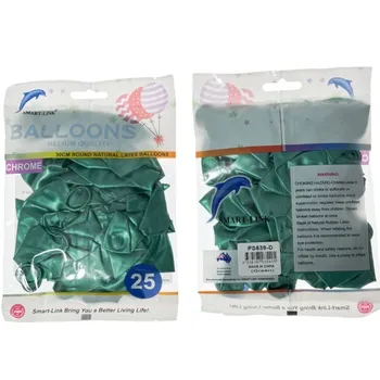 25pc Chrome Latex Balloon-Green 30CM