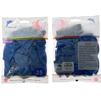 25pc Chrome Latex Balloon-Blue 30CM