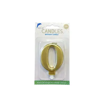 Numeral Birthday Candle No.0-Metallic Gold 9cm