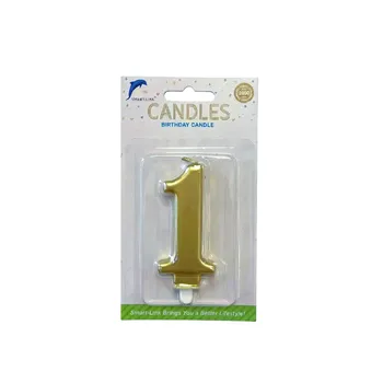 Numeral Birthday Candle No.1-Metallic Gold 9cm