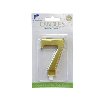 Numeral Birthday Candle No.7-Metallic Gold 9cm