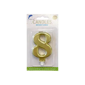 Numeral Birthday Candle No.8-Metallic Gold 9cm