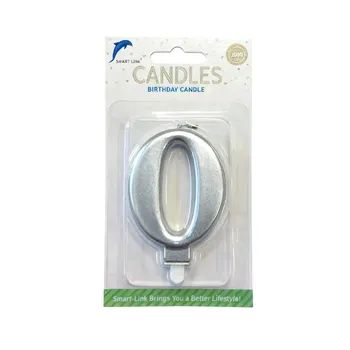 Numeral Birthday Candle No.0-Metallic Silver 9cm