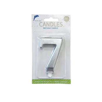 Numeral Birthday Candle No.7-Metallic Silver 9cm