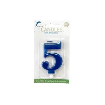 Numeral Birthday Candle No.5-Metallic Blue 9cm