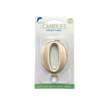 Numeral Birthday Candle No.0-Metallic Rose Gold 9cm