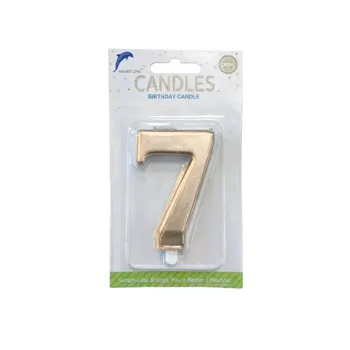 Numeral Birthday Candle No.7-Metallic Rose Gold 9cm