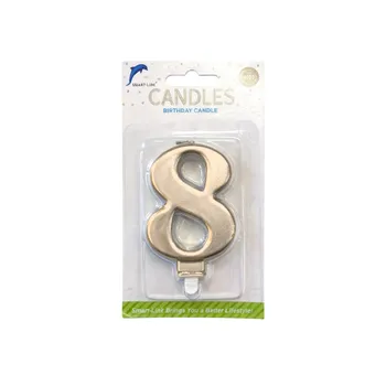 Numeral Birthday Candle No.8-Metallic Rose Gold 9cm