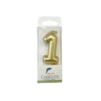 Numeral Mini Birthday Candle No.1-Metallic Gold